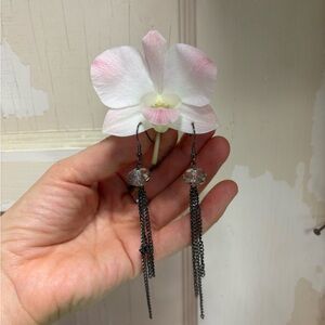 Elegant Black Chain Dangle Earrings and Necklace Set